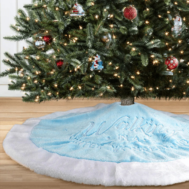 yuboo Pink Christmas Tree Skirt,36" Luxury Faux Fur with Embroidered Snowflakes for Xmas Party and Mother's Day Holiday Decorations,Washable Home & Garden > Decor > Seasonal & Holiday Decorations > Christmas Tree Skirts yuboo Blue  