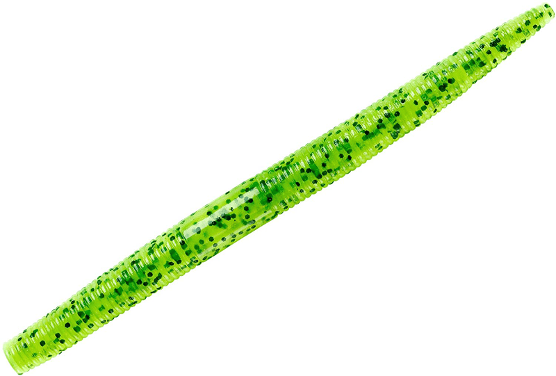 YUM Dinger Classic Worm All-Purpose Soft Plastic Bass Fishing Lure, 8 Count - Great Texas Rigged, Wacky Style, Carolina Rigged, Pitched, Etc. Sporting Goods > Outdoor Recreation > Fishing > Fishing Tackle > Fishing Baits & Lures Yum Lures Chartreuse Pepper 4" 