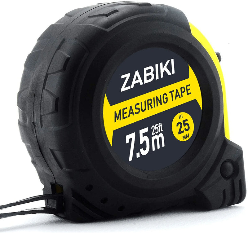 Zabiki Measuring Tape Measure, 25 Ft Decimal Retractable Dual Side Ruler with Metric and Inches, Easy to Read, for Surveyors, Engineers and Electricians, with Magnetic Tip and Rubber Protective Casing Hardware > Tools > Measuring Tools & Sensors Zabiki   