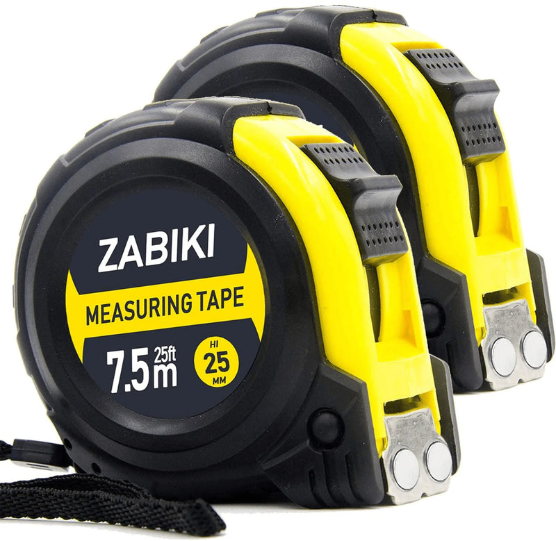 Zabiki Measuring Tape Measure, 25 Ft Decimal Retractable Dual Side Ruler with Metric and Inches, Easy to Read, for Surveyors, Engineers and Electricians, with Magnetic Tip and Rubber Protective Casing Hardware > Tools > Measuring Tools & Sensors Zabiki 2  