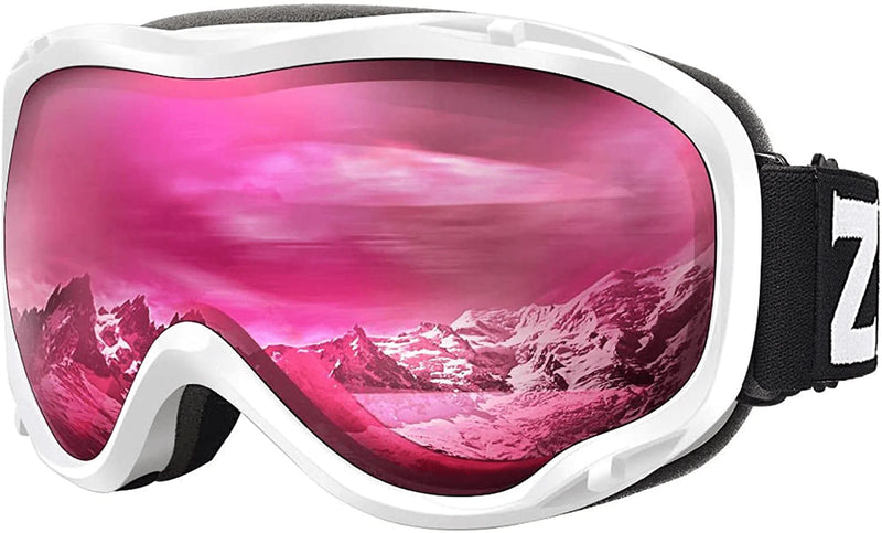 ZIONOR Lagopus Ski Goggles - Snowboard Snow Goggles for Men Women Adult Youth Sporting Goods > Outdoor Recreation > Winter Sports & Activities > Skiing & Snowboarding > Ski & Snowboard Goggles ZIONOR F-vlt 46% White Frame Clear Rose Lens  