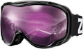 ZIONOR Lagopus Ski Goggles - Snowboard Snow Goggles for Men Women Adult Youth Sporting Goods > Outdoor Recreation > Winter Sports & Activities > Skiing & Snowboarding > Ski & Snowboard Goggles ZIONOR U-vlt 16% Black Frame Purple Lens  