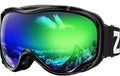 ZIONOR Lagopus Ski Goggles - Snowboard Snow Goggles for Men Women Adult Youth Sporting Goods > Outdoor Recreation > Winter Sports & Activities > Skiing & Snowboarding > Ski & Snowboard Goggles ZIONOR M-vlt 18% Black Frame Mirrored Green Lens  
