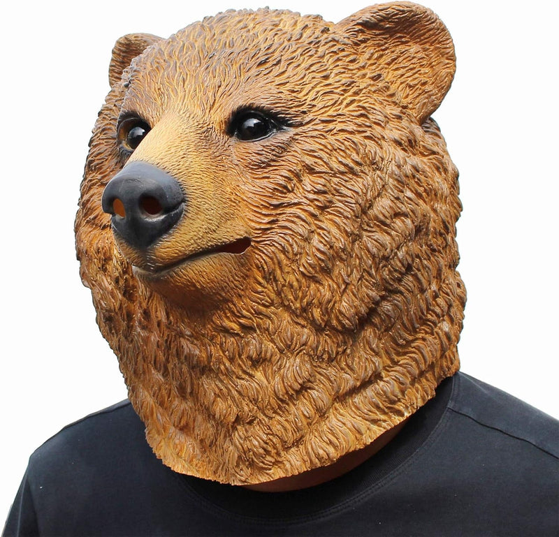 Creepyparty Deluxe Halloween Costume Party Latex Animal Head Mask Brown Bear