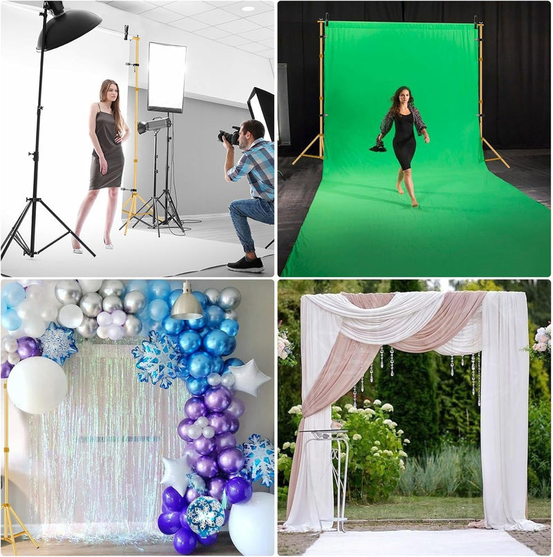 10Ft X 7Ft - Gold Adjustable Photography Backdrop Support System Photo Video Studio Background Stand Kit with Carry Bag for Portrait & Studio Photography