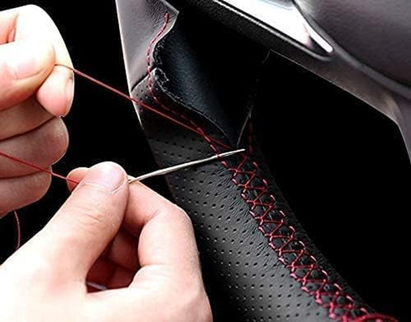 DIY Stitching Carbon Fiber Steering Wheel Cover for Honda Civic 8Th Generation 2006 2007 2008 2009 2010 2011 3 Spokes 13.5-14.5 Inches Leather Interior Accessories