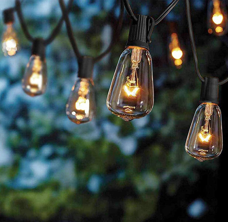 Couah Outdoor Patio String Lights,10Ft Edison Bulb String Lights for Patio Garden Porch Backyard Party Deck Yard(Plus 1 Extra Bulbs)-Black