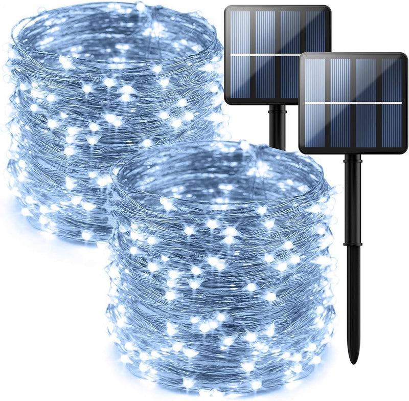 2-Pack 200 LED Solar Fairy Lights Outdoor, Upgraded Oversize Lamp Beads & Super Bright Solar String Lights Outoor, 8 Modes Solar Lights for Garden Patio Decorations