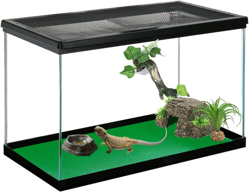 Bearded Dragon Tank Accessories, Reptile Terrarium Liner Substrate for Leopard Gecko, Snake, Lizard and Tortoise, Non-Adhesive Reptile Carpet Bedding for Reptile Tank, Green