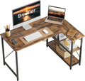 Bestier L Shaped Desk with Storage Shelves 55 Inch Corner Computer Desk Writing Study Table Workstation for Home Office, Oak