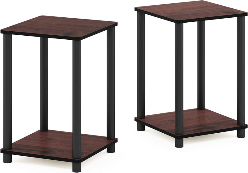 Furinno Turn-N-Tube End Side Night Stand/Bedside Table, 2 Tier, Dark Cherry