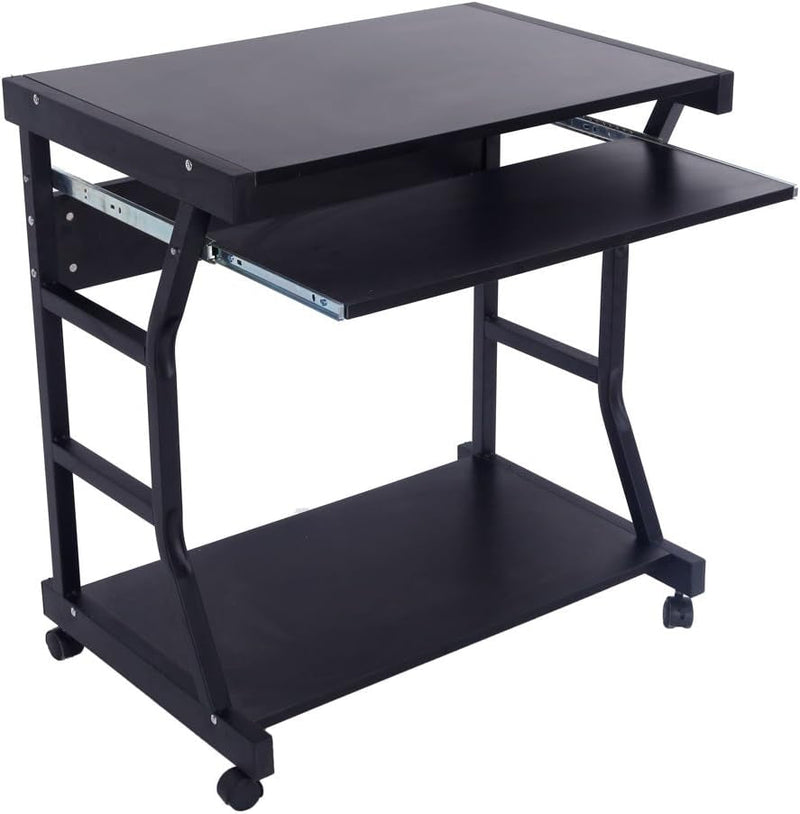 Computer Desk,Moveable Four-Wheel Computer Desk for Home Office, Sturdy Writing Desk,Black