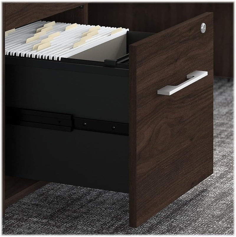Bush Business Furniture 500 L Shaped Executive Desk with Drawers, Large Computer Table for Home Office or Professional Workspace, 72W, Black Walnut