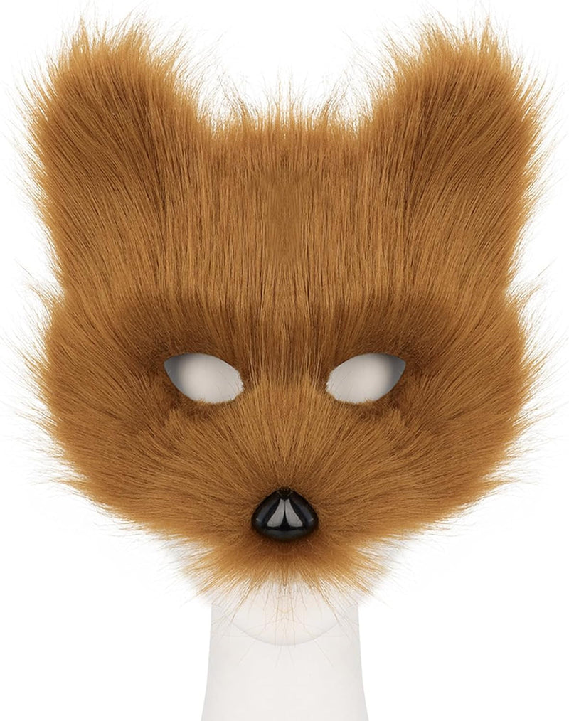 Animal Fox Wolf Mask Halloween Party Cosplay Costumes Props Plush Cat Half Face Masks Carnival Christmas Masquerade