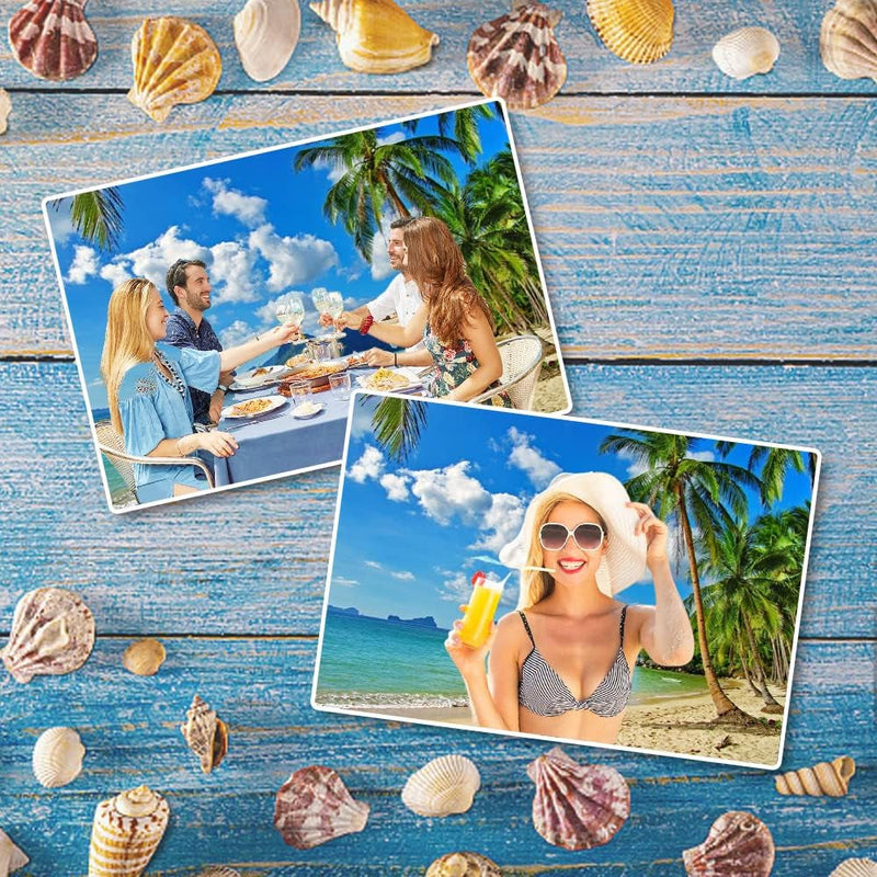 AOFOTO 10X8Ft Beach Backdrop Summer Party Tropical Sand Beach Scene Photo Backdrop Hawaii Luau Blue Sky Ocean Palm Tree Seaside Vacation Photography Background Portrait Photoshoot Video Studio Props