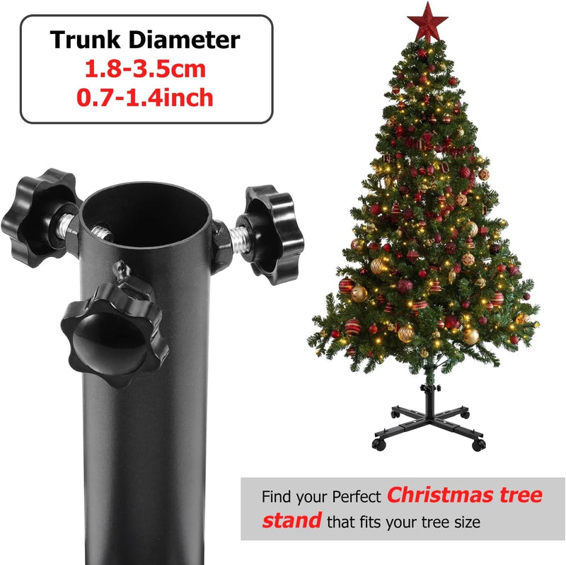 Christmas Tree Stand Base with Wheels, Movable Christmas Fake Tree Holder, Fits up to 7.5FT Artificial Trees, Plant Caddy with Wheels, Plant Taxi, Plant Dolly Cart after Christmas