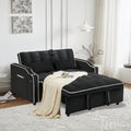 3 in 1 Sleeper Sofa Couch Bed,Velvet Convertible Loveseat Sleeper Sofa Bed,Pull Out Sofa Bed with 3 Level Adjustable Backrest & Storage Pockets and Toss Pillows,Modern Sofa for Living Room,Black