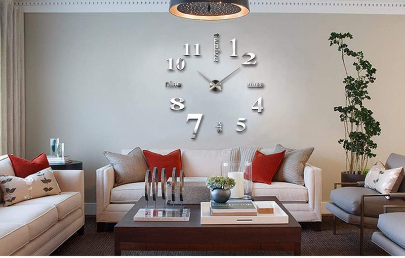 FASHION in the CITY Large 3D DIY Wall Clock Frameless Mirror Surface Big Wall Clock Home Decoration for Living Room Bedroom Home Office Kids Room Hotel Coffee Hall Bar Wall Decoration