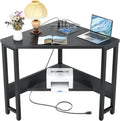 Armocity Corner Desk Small Desk with Outlets Corner Table for Small Space, Corner Computer Desk with USB Ports Triangle Desk with Storage for Home Office, Workstation, Living Room, Bedroom, Oak