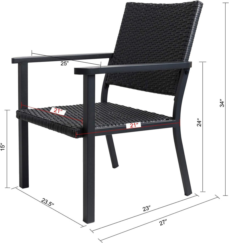 C-Hopetree Outdoor Lounge Chair for outside Patio Porch, Metal Frame, Black All Weather Wicker