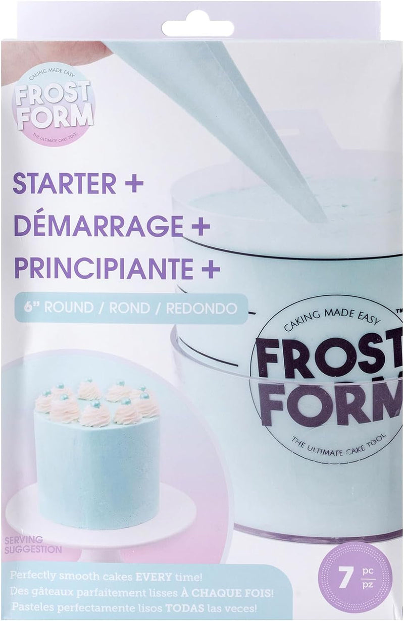 Frost Form - Starter + Kit (6 Inch) 7-Piece Set | Professional-Quality, Food-Grade Plastic | Perfectly Straight Cakes | Beginners and Pros | Cake Decorating Kit