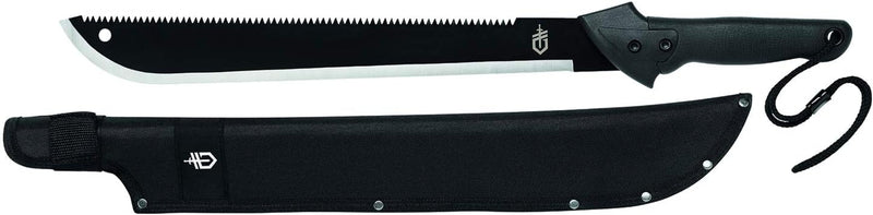 Gerber Gear Gator Machete 25" with Plain Edge Blade and Saw, Gator Grip and Protective Sheath for Gardening, Survival, Hunting, Camping and Bushcraft, Black