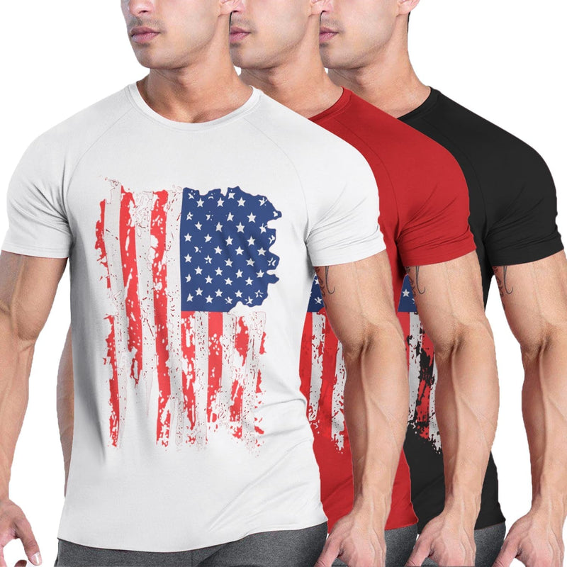 COOFANDY Men 3 Pack Workout Shirt Short Sleeve Gym Bodybuilding Muscle Shirts Base Layer Fitness Tee Top