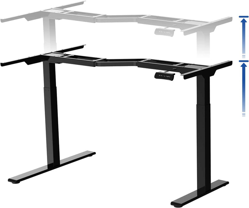 FLEXISPOT Pro Corner Desk Dual Motor L Shaped Computer Electric Standing Desk Sit Stand up Desk Height Adjustable Desk Home Office Table, Black Frame Only