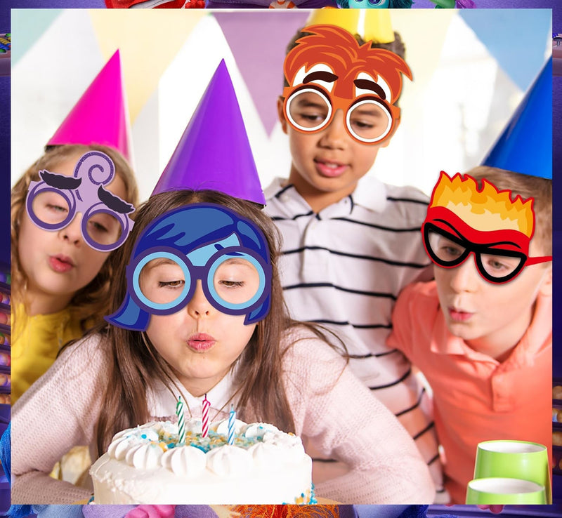 Birthday Photo Prop Party Favor Packs, 12Pcs Paper Party Glasses Masks for Boys Girls inside Out Themed Birthday Gift; TDJ