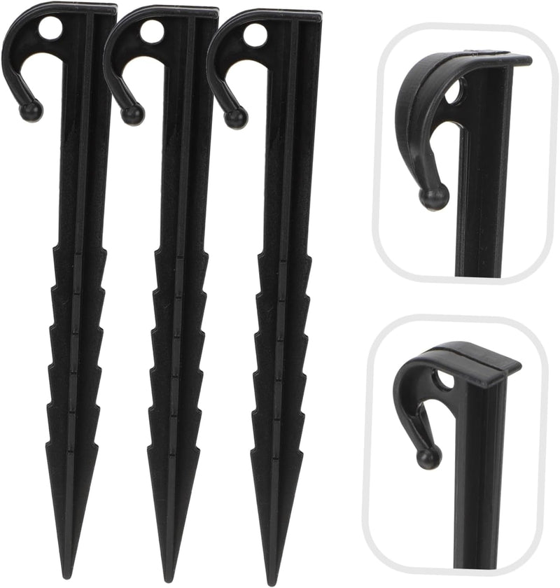 BESPORTBLE 25Pcs Garden Nails Camping Tent Inflatable Tents Beach Tents Tent Stakes Ground Anchors Camping Fixed Stake Tent Accessory Tarp Camping Accessories Abs Tent Stake Plastic Black