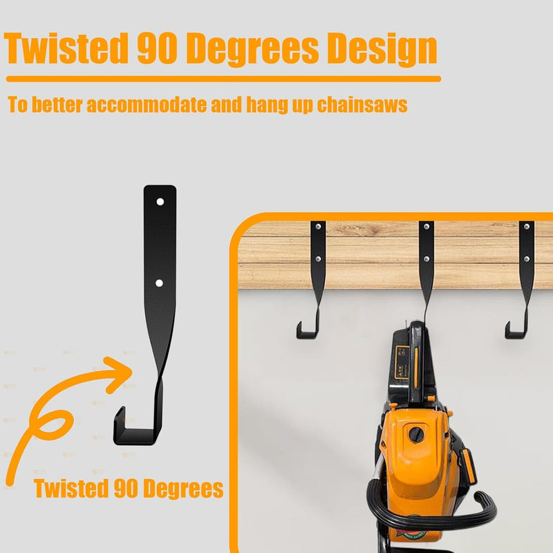 4Pcs Chainsaw Holder Wall Mount,Weed Eater Hanger,String Trimmer Storger Hook,Backpack Blower Rack Accessories and Tools for Garage Wall