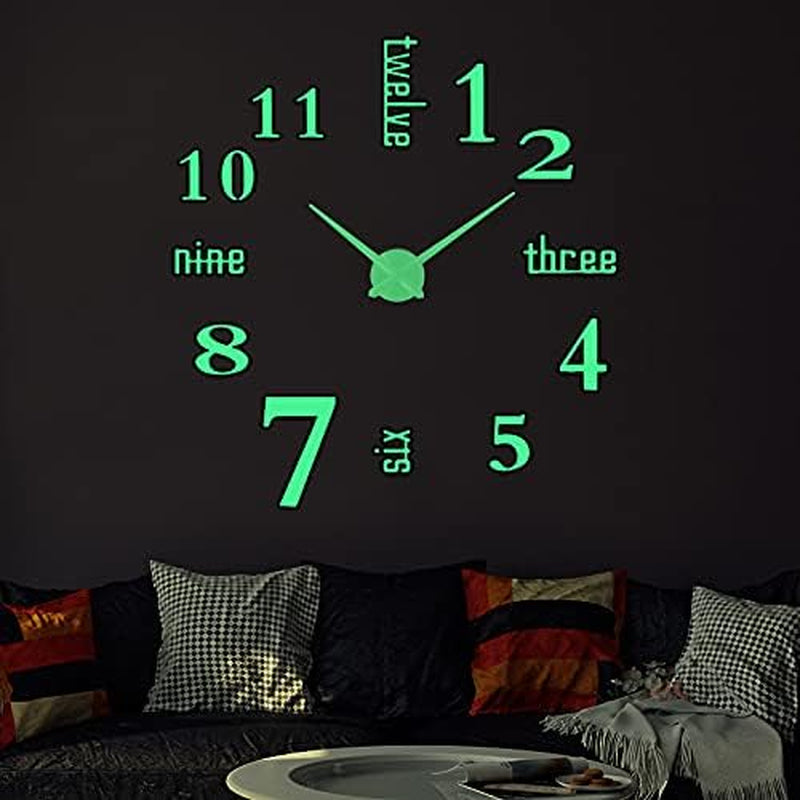 FASHION in the CITY Large 3D DIY Wall Clock Frameless Mirror Surface Big Wall Clock Home Decoration for Living Room Bedroom Home Office Kids Room Hotel Coffee Hall Bar Wall Decoration