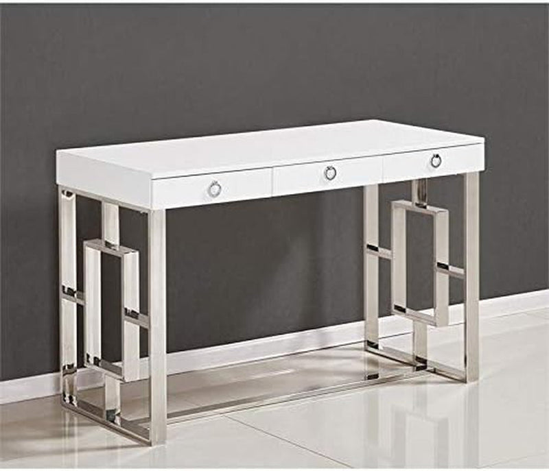 Best Master Furniture Brooks Contemporary 3-Drawer Writing Desk, Silver