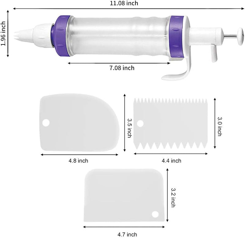 Dessert Decorating Syringe Set, Icing Dispenser Cupcake Filling Injector, 7 Icing Nozzles, 3 Cream Scrapers Frosting Making Dessert Cream Piping Syringe Nozzles Kits for Cake Cookies Decoration