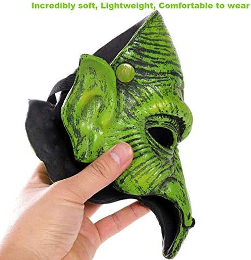 Alodidae Witch Mask Scary Green Goblin Masks for Halloween Carnival Party Costume