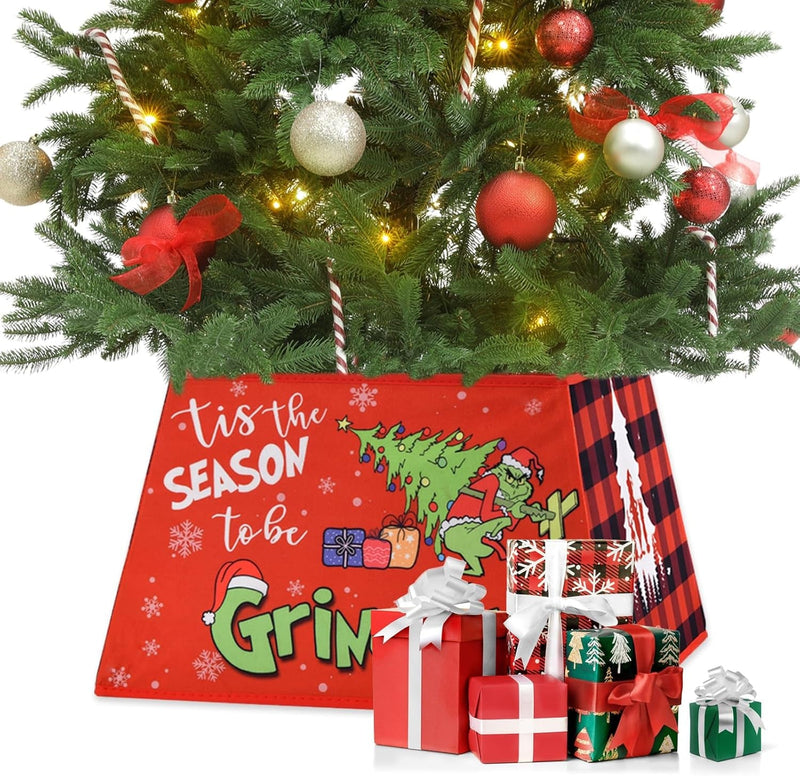 Christmas Tree Collar Green Christmas Tree Skirt Ring Base Tree Stand Cover for Xmas Artificial Christmas Tree Holiday Home Green Decor Decorations (Hexagonal)