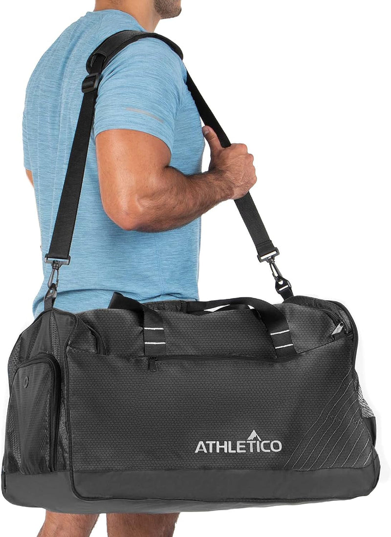 Athletico Sideline Soccer Duffle - Soccer Bag for Basketball, Volleyball & Football | Duffel Includes Separate Cleat Compartment (Black)