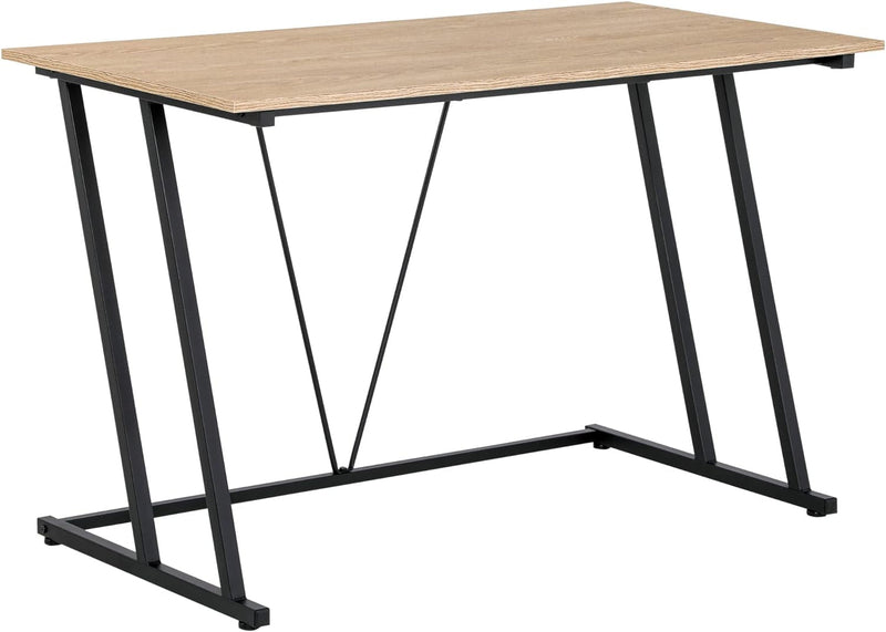 HOMCOM Home Office Computer Desk, Writing Desk, Laptop Table with Z-Shaped Metal Frame, V-Shaped Support Bar, and MDF Tabletop, Black