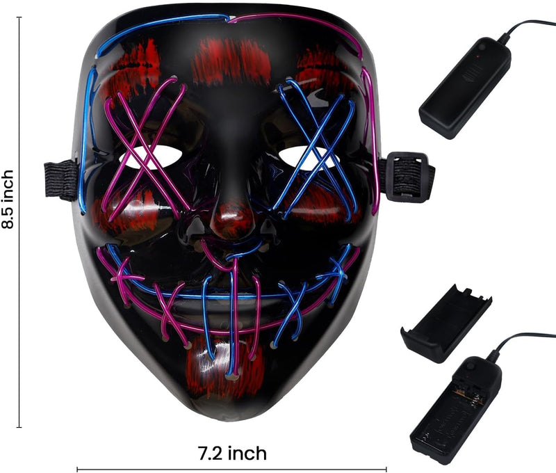 BOMLY Halloween Purge Mask Light up Scary Mask EL Wire LED Mask for Festival Party Gifts