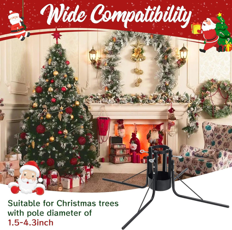 Christmas Tree Stand for Real Trees - Suitable for 1.5 to 4.3 Inch Tree Trunks, Providing Stable Support for up to 7 Feet of Christmas Trees, Secure Detachable Metal Christmas Tree Base