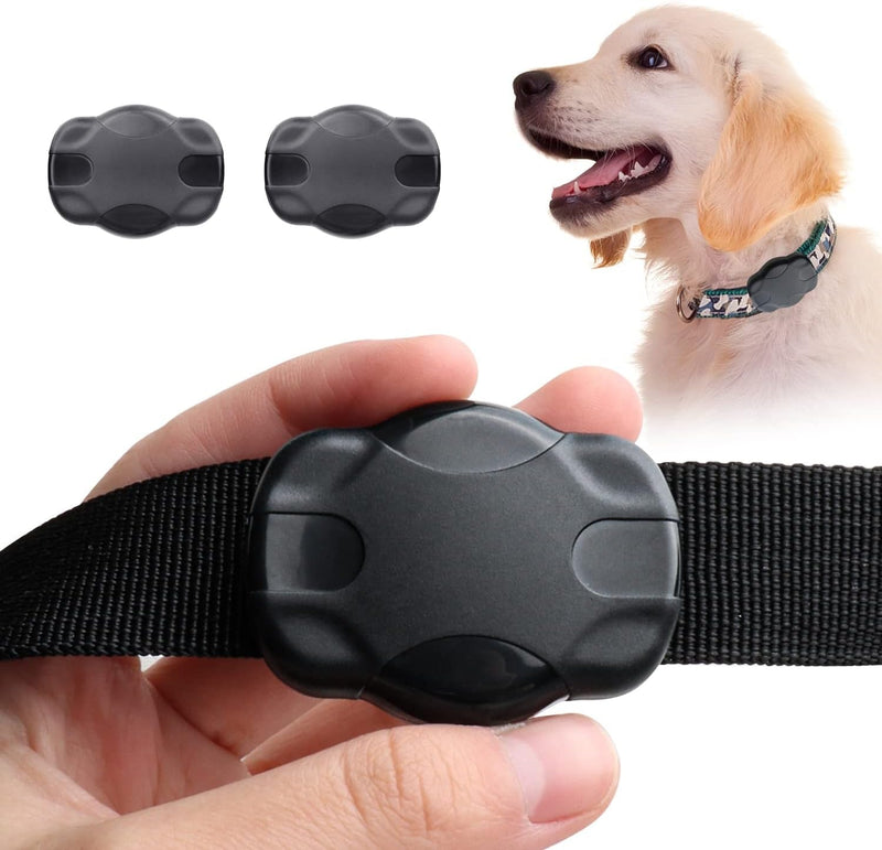 2 Pack Airtag Dog Collar Waterproof Mount, Ultra-Durable, Fits All Width Collars, 360° All-Inclusive Airtag with Anti-Lost Screws