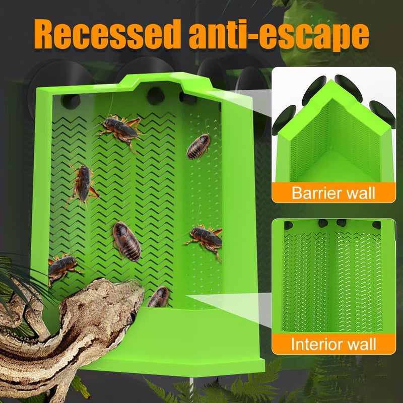 Bearded Dragon Feeder, Corner Reptile Feeder Box Wall-Mounted Terrarium Feeder with Suction Cups for Lizard, Iguana, Gecko,Bearded Dragon