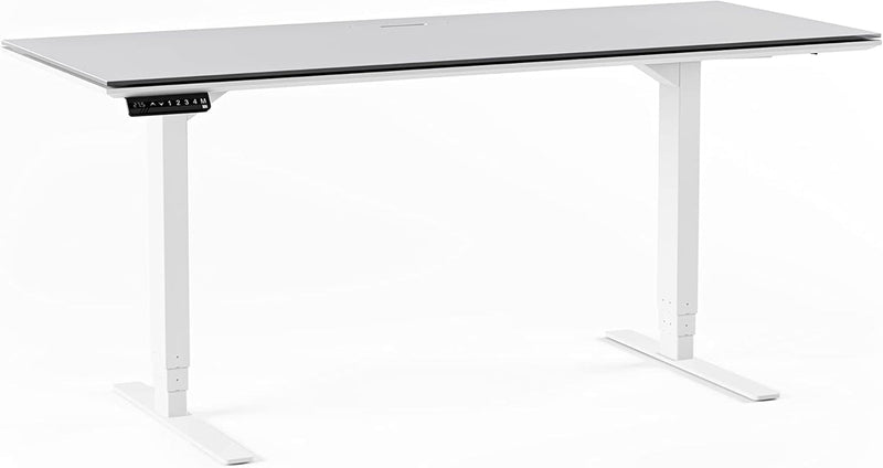 BDI Furniture Centro 6451-2 - 60'' X 24" Standing Desk for Home or Office, Electric Height Adjustable with Memory Preset, Cable Management and Satin-Etched Glass Top, Satin White