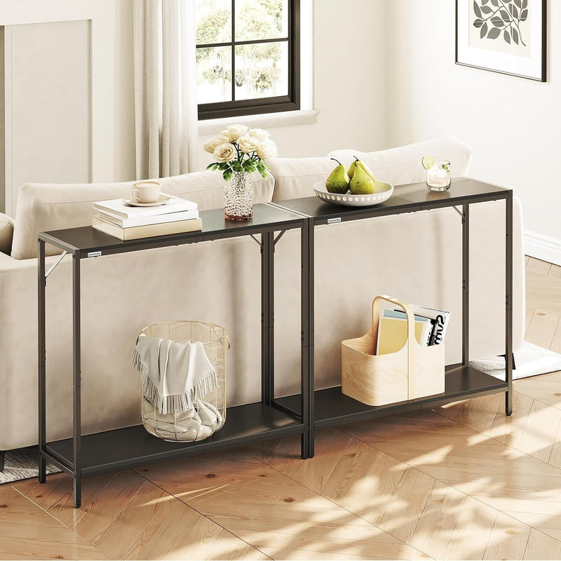 Console Table, 2-Tier Entrance Table, behind Sofa Table, Industrial Style, Sturdy and Stable, for Living Room, Entryway, Foyer, Corridor, Office, Black CTHB27601