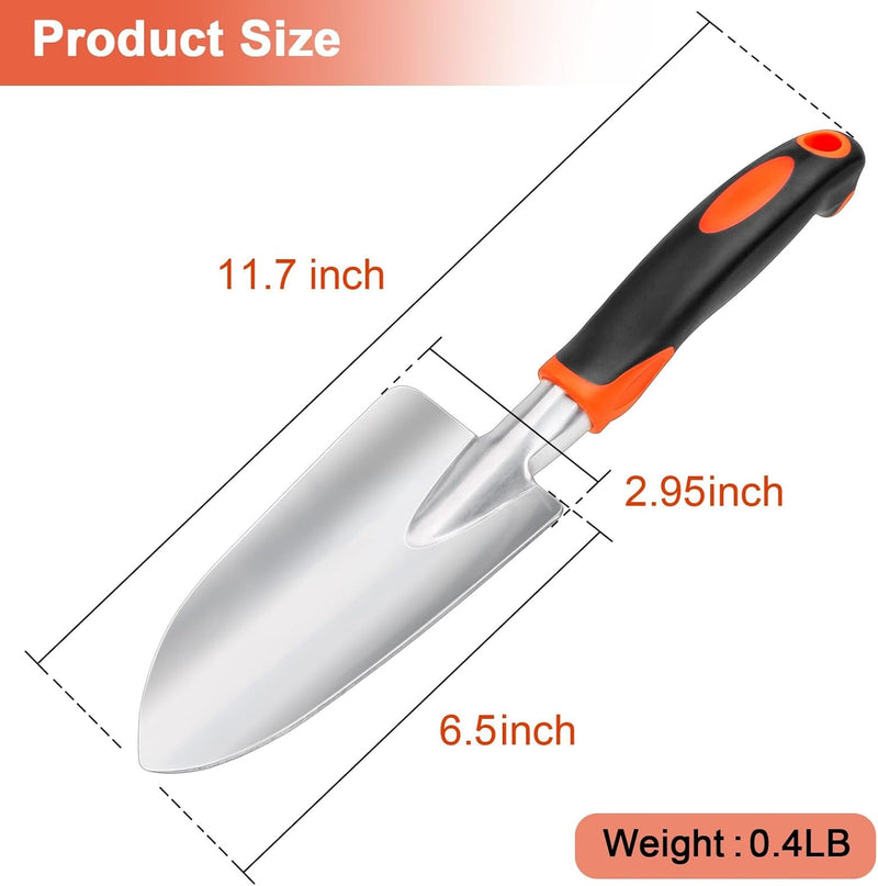 Garden Shovel Garden Hand Trowel, Heavy Duty Hand Shovel with Ergonomic Handle, Small Gardening Hand Tools Shovels for Digging, Rust Resistant Garden Spade Trowel Garden Tools for Garden Work, Orange