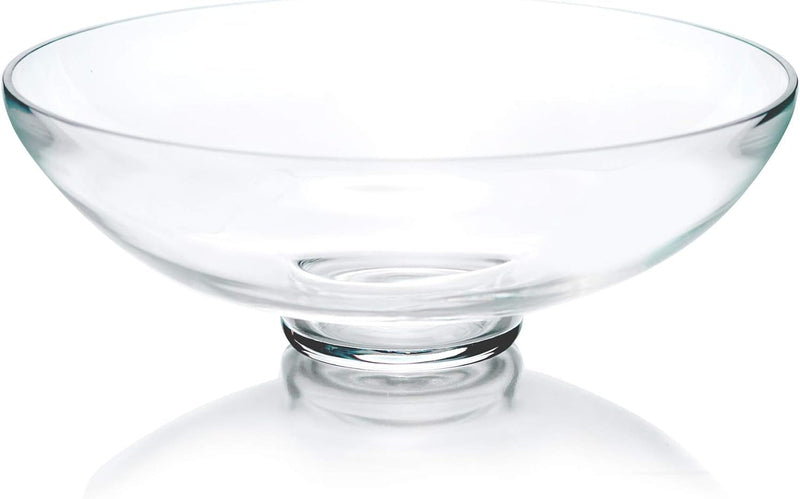 CYS EXCEL Glass Decorative Footed Bowl (H:4.5" D:12") | Fruit Display Bowl | Terrarium Bowl | Compote Vase Kitchen Table Centerpiece | Footed Pedestal Bowl