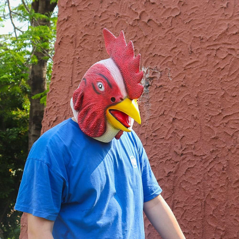 Chicken Head Mask Rooster Mask for Halloween Costume Party Carnival Prop