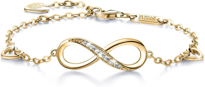 Billie Bijoux Womens 925 Sterling Silver Infinity Endless Love Symbol Charm Adjustable Bracelet Mother'S Day Gift for Wife Women Girls Mom