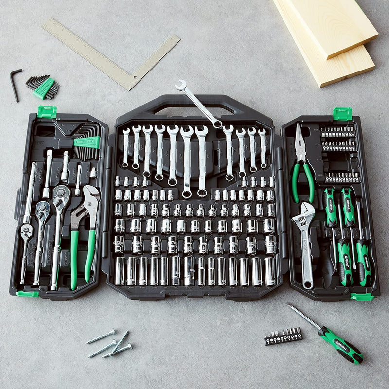 Amazon Brand - Denali 170-Piece All-Purpose Tool Kit and Socket Set, 16 X 20 X 3.5 In