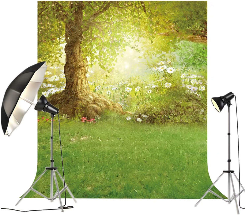 AOSTO 5X7Ft Spring Photography Backdrop Easter Woodland Meadow Flower Fairy Tale Forest Background Photo Studio Photoshoot Backdrops Props FT-3992